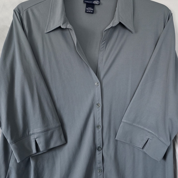 Venezia Tops - Venezia Women's Lightweight Gray Button Down Shirt sz 18/20